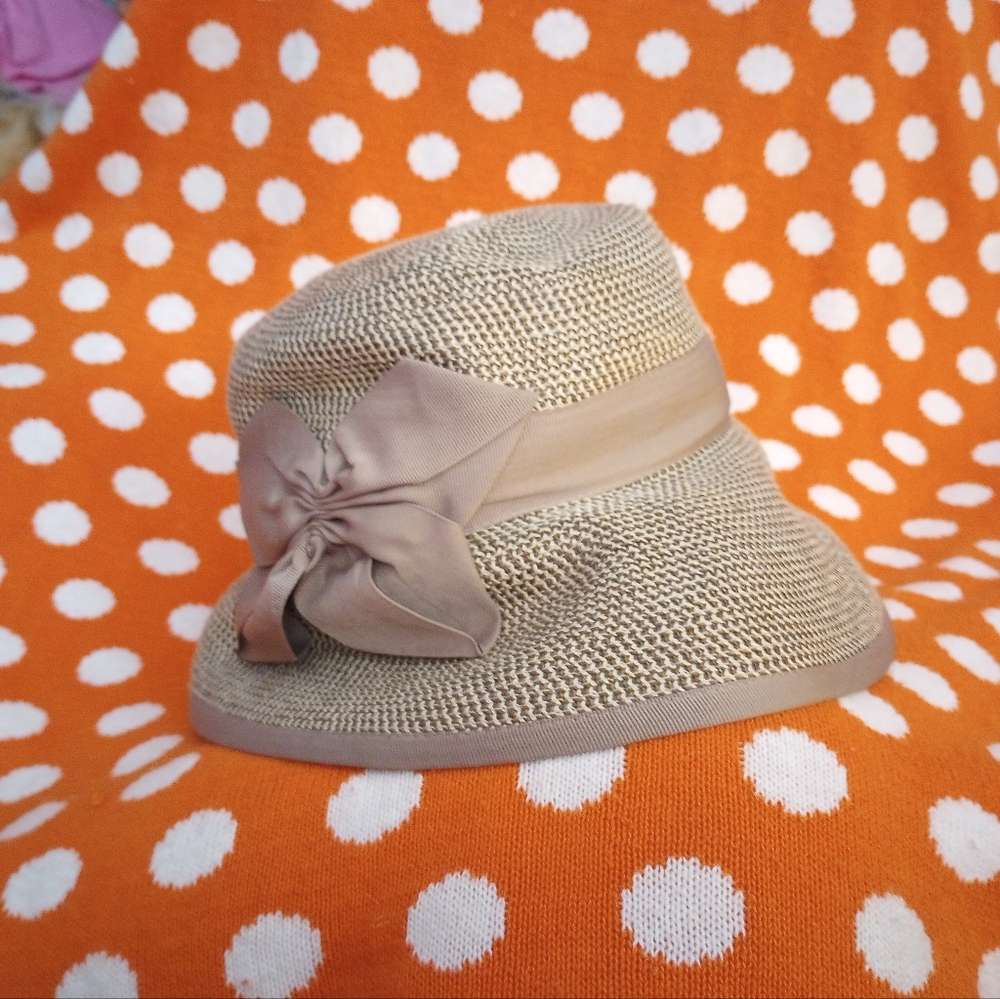 Vintage Eric Javits cloche hat ribbon bow & trim squishee packable - Picture 3 of 9
